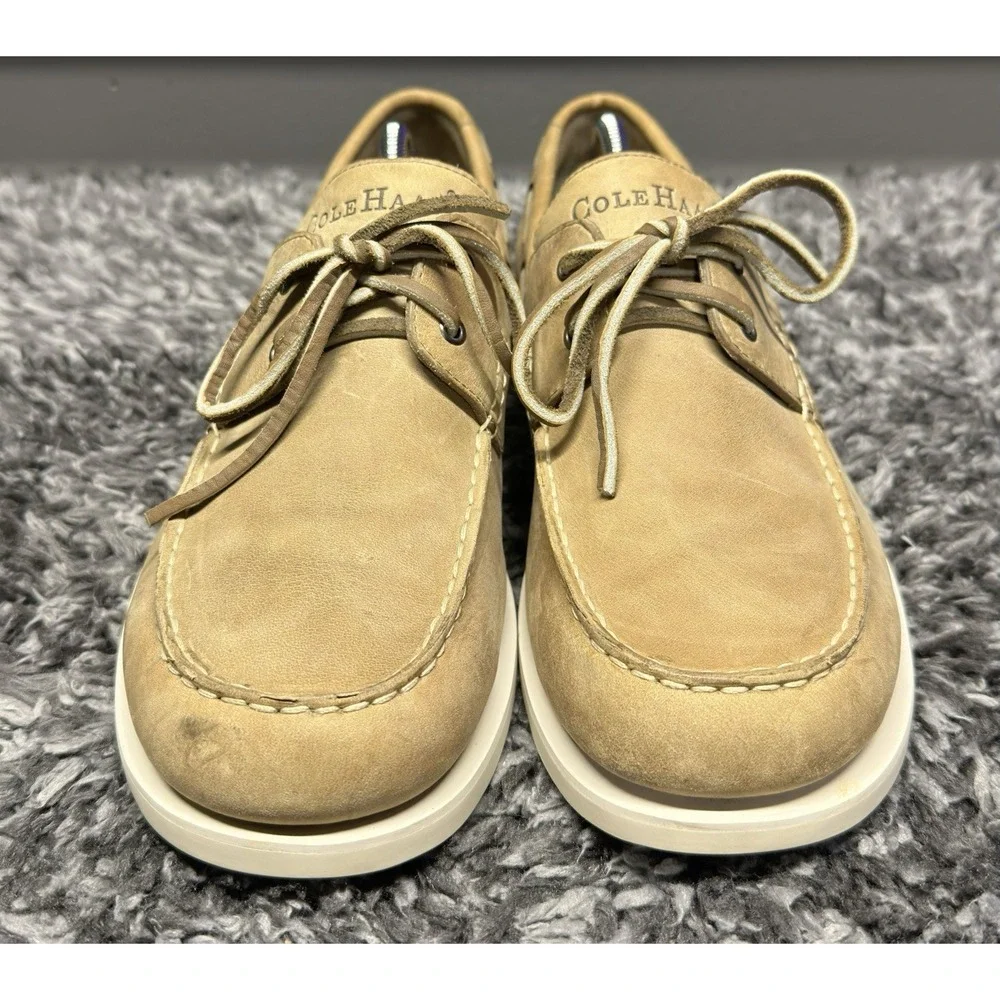 Cole Haan Boat Shoes Mens Size 11 Beige Leather Deck Resort Nautical Prep Yacht
